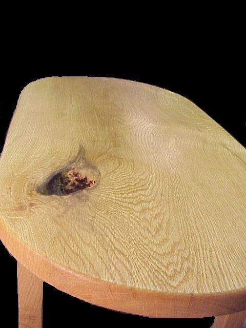 Single slab top hewn from a large Kansas Burr Oak log.