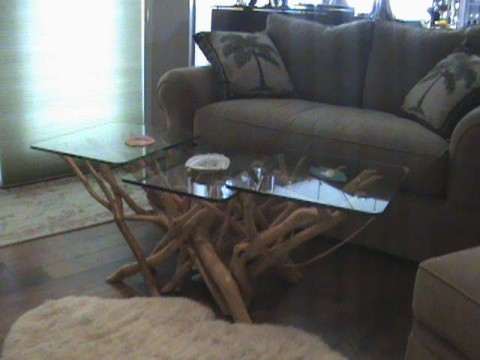 tree branch glass top coffee table